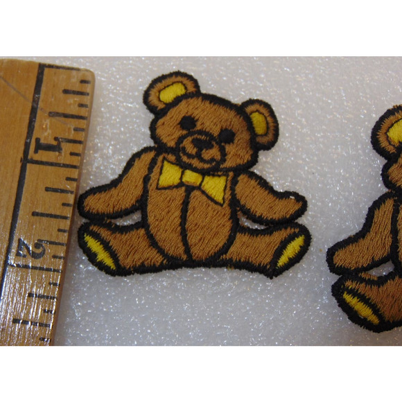 Teddy Bear Patch X 2 Bowtie 2" Sew On Designer Badge Embroidered Clothing Jacket - Picture 5 of 6
